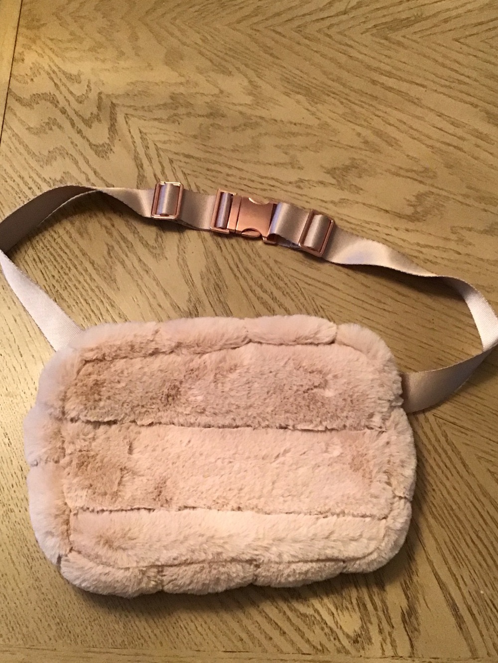 Faux-Fur Crossbody Belt Bag - Blush Pink